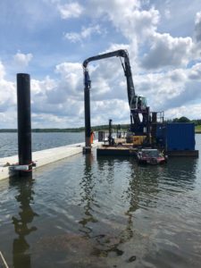 Steganlage Rammen der Dalben