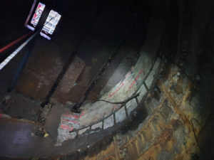 Blick vom Versatzniveau nach Uebertage