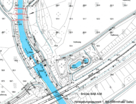 Lageplan mit Abriegelungsbauwerken im Kanal