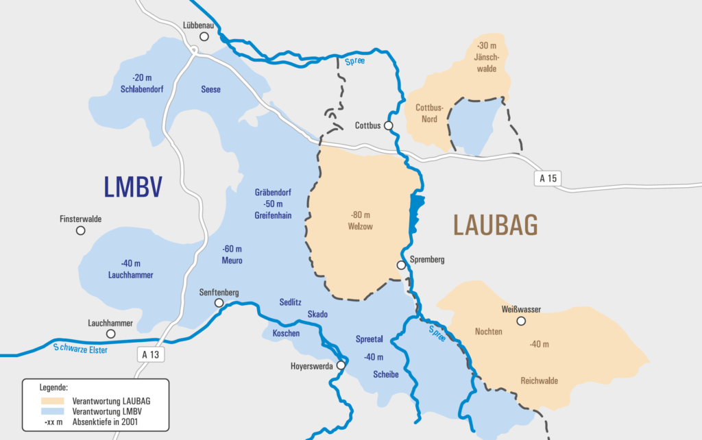 Grundwasserabsenkung in der Lausitz 1990