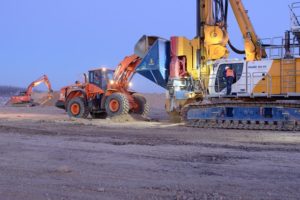 Rüttelstopfverdichtung am künftigen Harthkanal