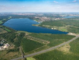 Bergbaufolgesee im vormaligen Tgb. Cospuden - Luftbild von C. Bedeschinski