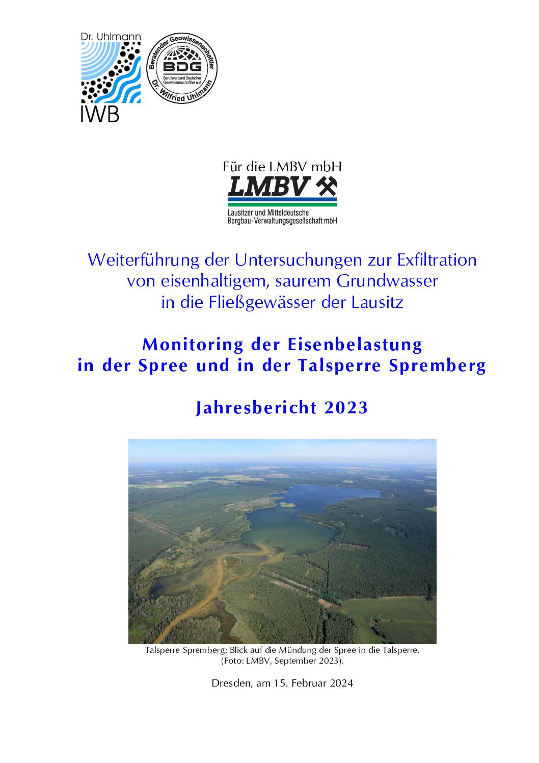 Jahresbericht 2023 zum Monitoring der Eisenbelastung der Spree und in der Talsperre Spremberg pdf