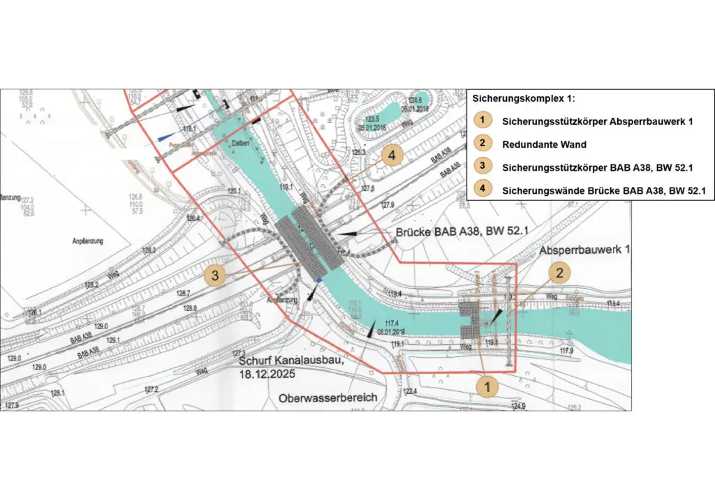 Ausschnitt Autobahn und oberes Querbauwerk
