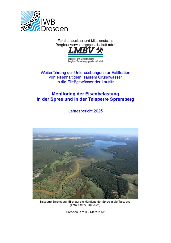 miniaturansicht von Jahresbericht 2025 zum Monitoring der Eisenbelastung in der Spree und in der Talsperre Spremberg
