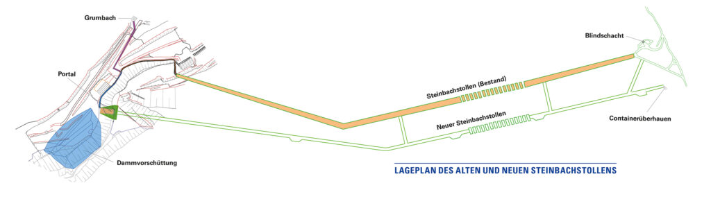 Lageplan alter und neuer Steinbachstollen