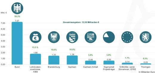 Finanzierung der Braunkohlesanierung nach Quellen (1991–2025)