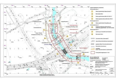 Lageplan, Umringe und Maßnahmen